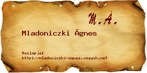 Mladoniczki Ágnes névjegykártya