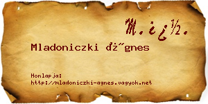 Mladoniczki Ágnes névjegykártya